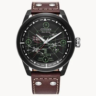X-Wing and TIE Fighter Black Dial Leather Strap AW1738-05W | CITIZEN X-Wing and TIE Fighter Black Dial Leather Strap AW1738-05W | CITIZEN
